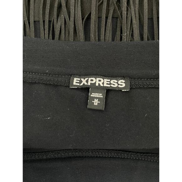 Express Black Tiered Fringe Mini Skirt‎ Size M Festival Boho Witchy Whimsigoth - Picture 4 of 7